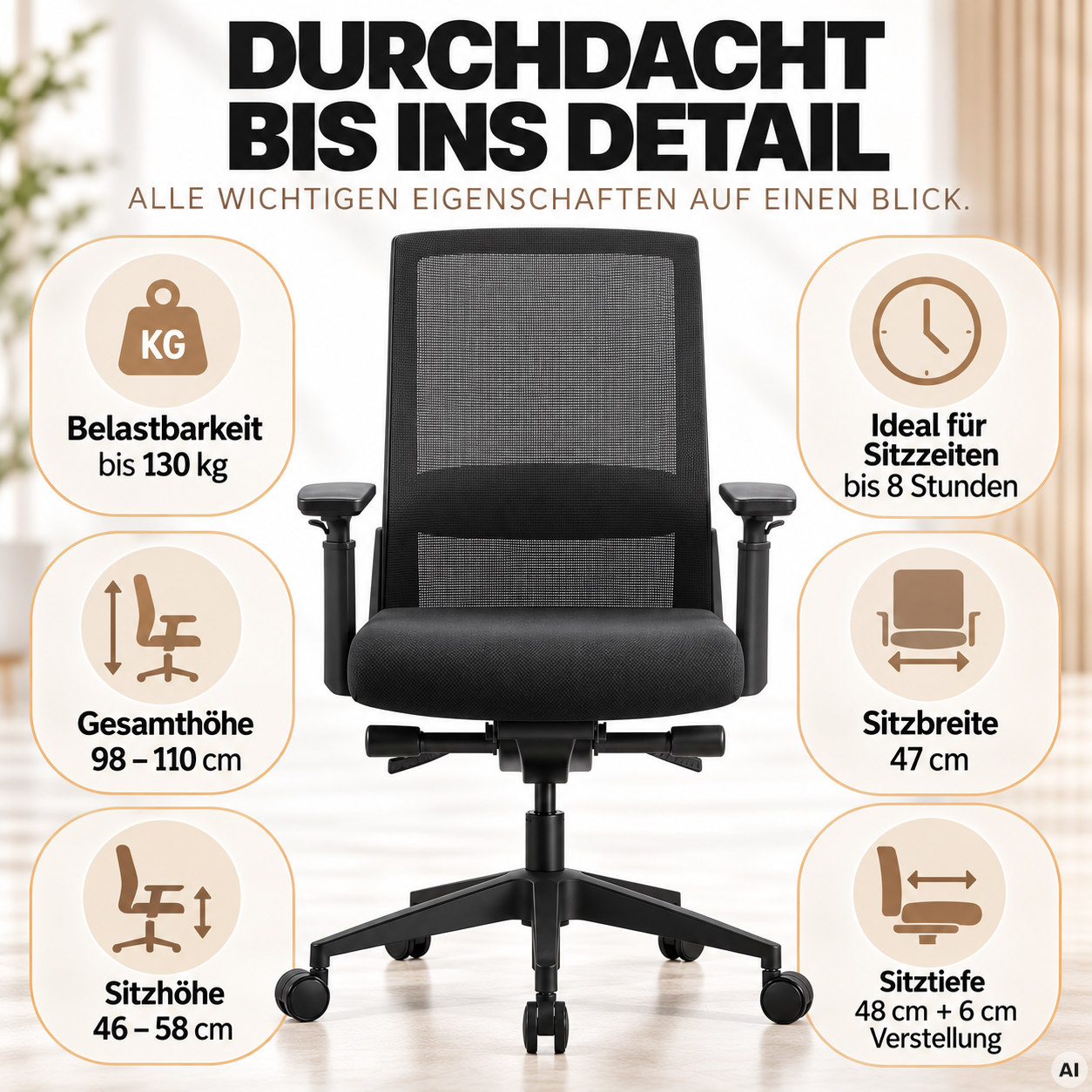 Tivoli - Ergonomischer Netz-Schreibtischstuhl