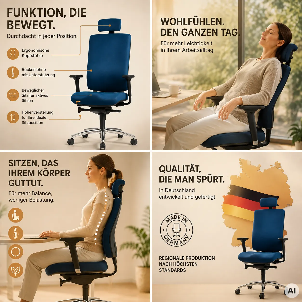 Cube Balance L mit Kopfstütze - Home Office Drehstuhl