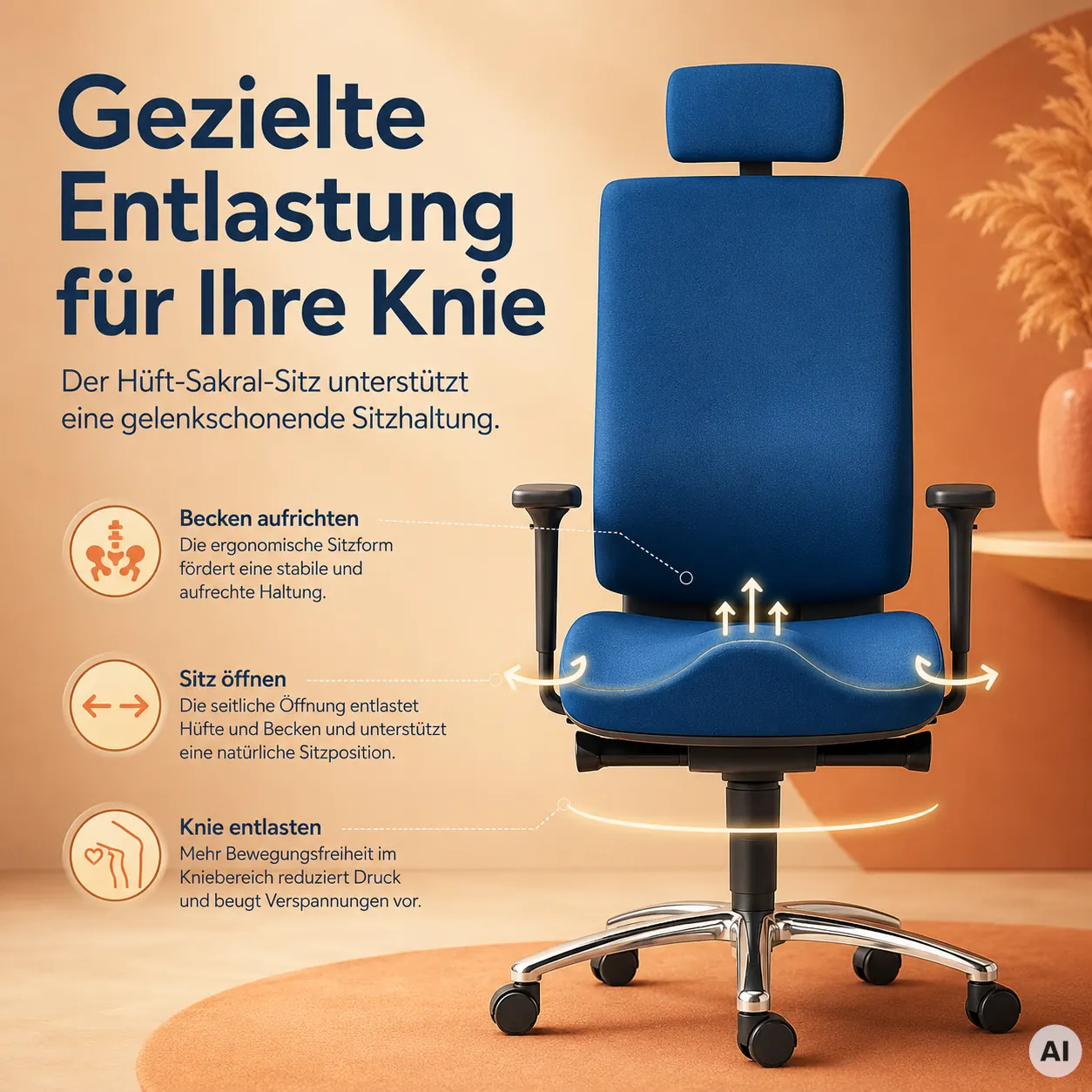 Cube Balance L mit Kopfstütze - Home Office Drehstuhl
