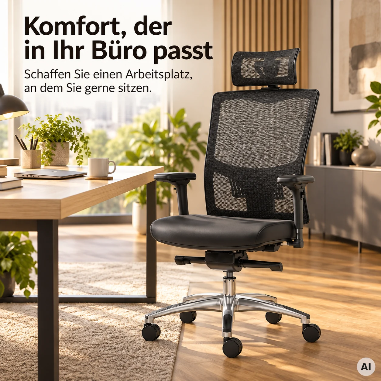 Liberty L mit Kopfstütze - Allrounder Netz-Bürostuhl